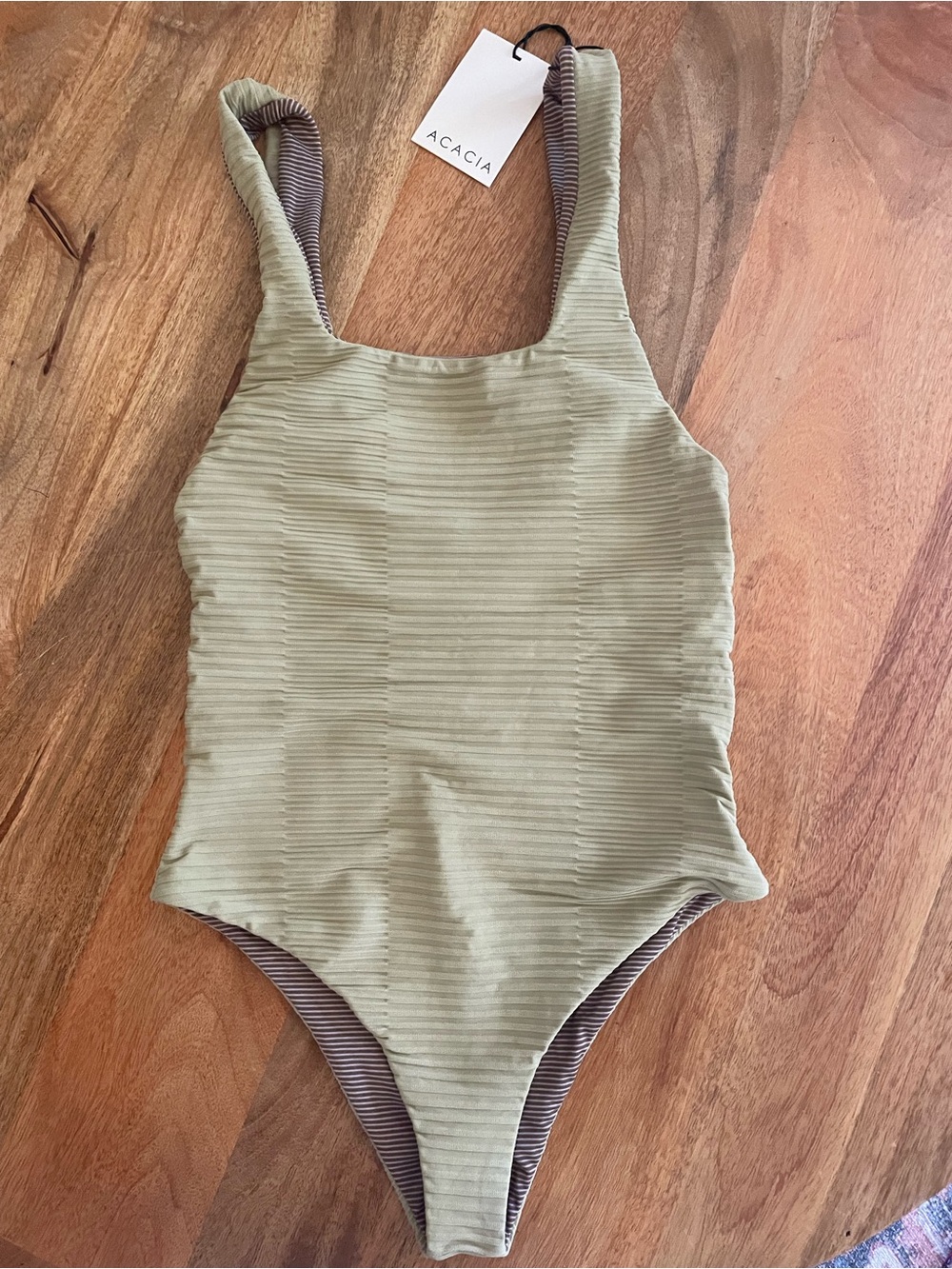 acacia swimwear women’s x-small Sage Ribbed One-Piece Swimsuit
